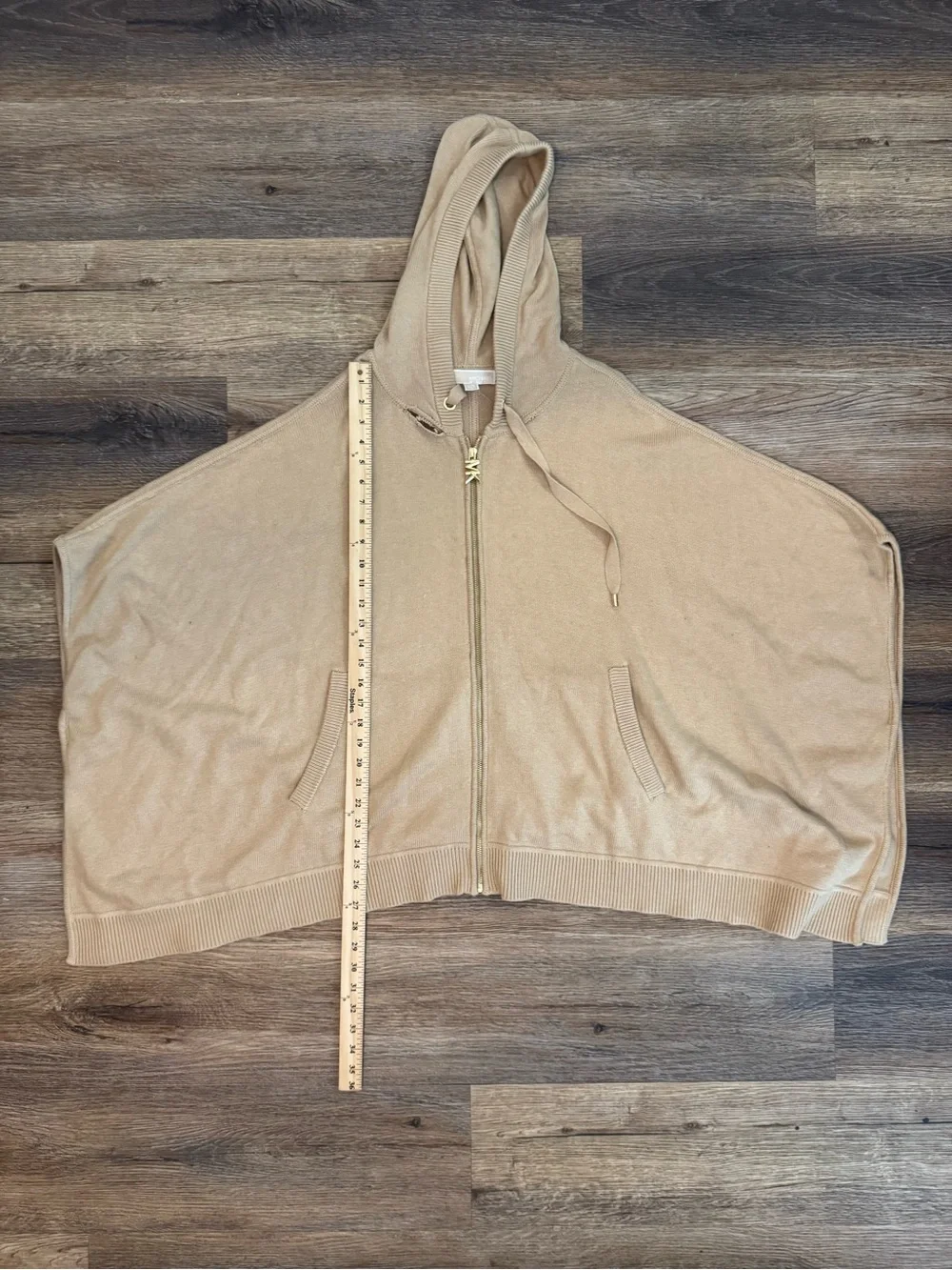 NWT Defect Michael Kors Beige Zip-Up Hooded Sweater